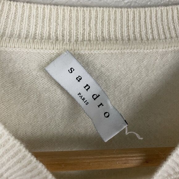 Sandro Paris Smiley Size 2 Jumper Zola Sweater Acid Love Wool Cashmere Blend - Picture 2 of 8